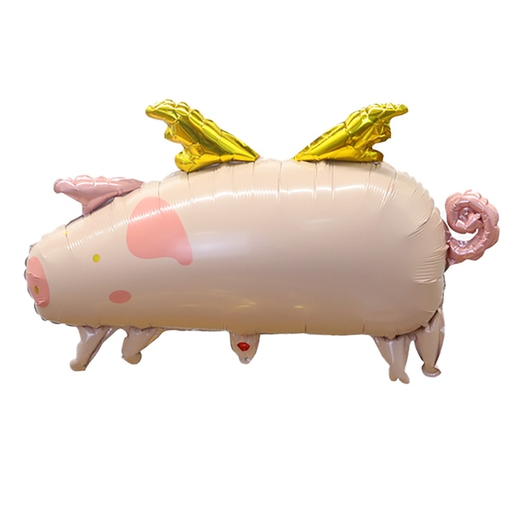 Шар Фигура Свинка с золотыми крыльями (в упаковке)